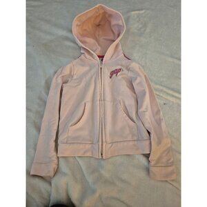 Gap Kids Girls Hoodie Zip Front Pink Size S (6-7) Cotton Blend Casual Sweatshirt
